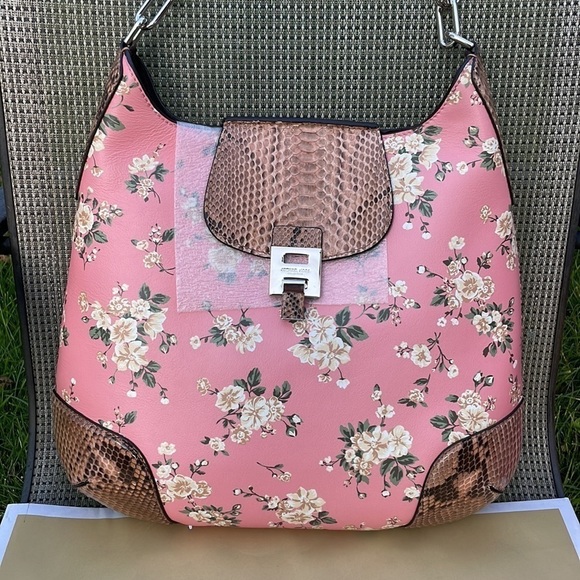 MICHAEL KORS COLLECTION 🌸Bancroft Oversized Calf Leather Python Shoulder Bag - Picture 5 of 14